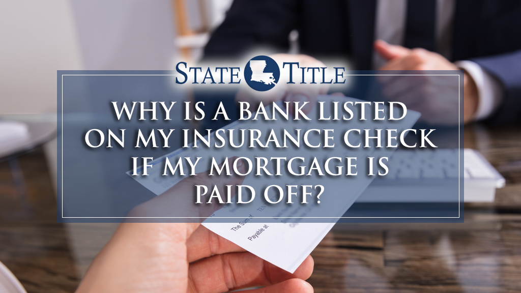 Bank Listed on Insurance Settlement Check